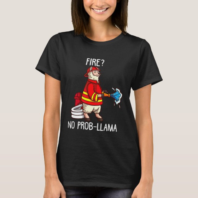 Firefighter Llama Alpaca Kids  For Fireman Boys T-Shirt (Front)