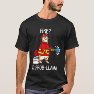 Firefighter Llama Alpaca Kids For Fireman Boys T-Shirt