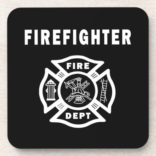 Firefighter Logo Beverage Coaster
