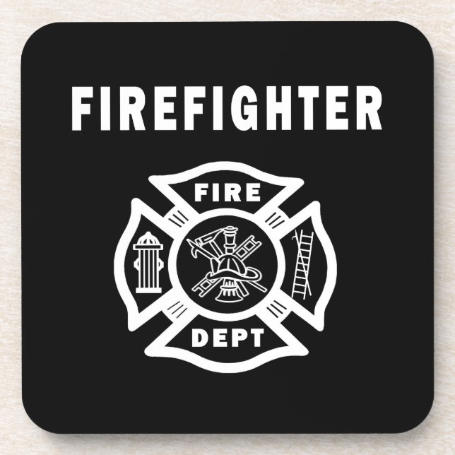 Firefighter Logo Beverage Coaster (Front)
