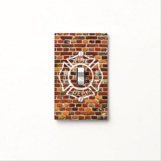 Firefighter Logo Brick Wall Light Switch Cover