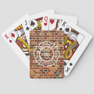 Firefighter Logo Brick Wall Poker Cards