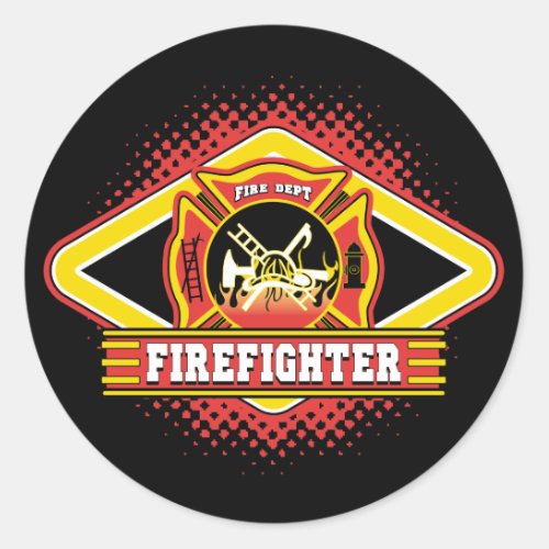 Firefighter Logo Classic Round Sticker