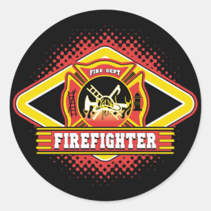 Firefighter Logo Classic Round Sticker