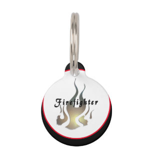 Firefighter Logo Flame Pet ID Tag