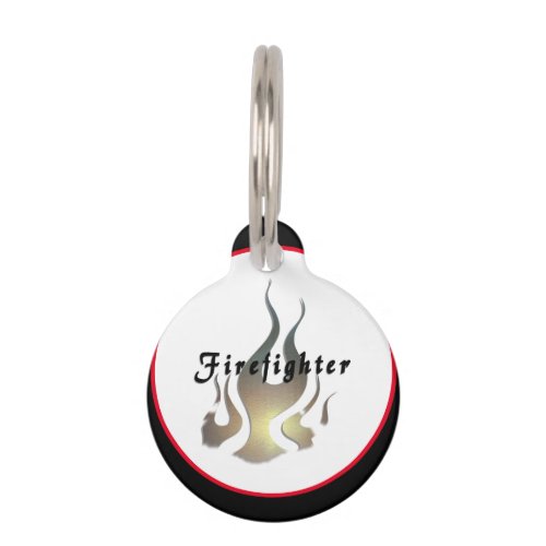 Firefighter Logo Flame     Pet ID Tag