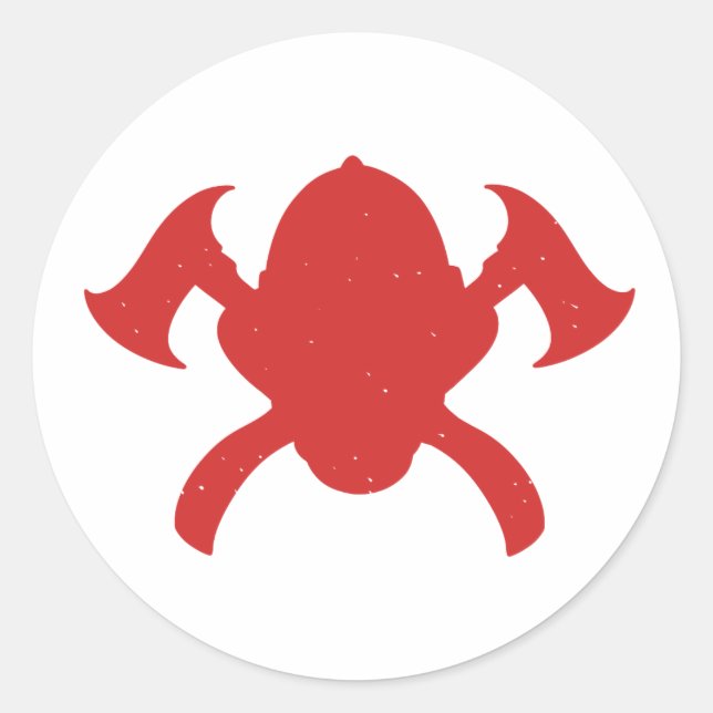 firefighter logo red silhouette classic round sticker (Front)