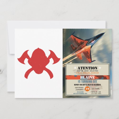 firefighter logo red silhouette invitation