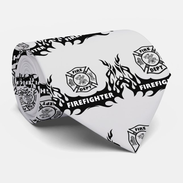 Firefighter Logo Tattoo  Neck Tie (Rolled)