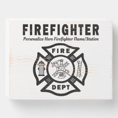 Firefighter Logo Wooden Box Sign