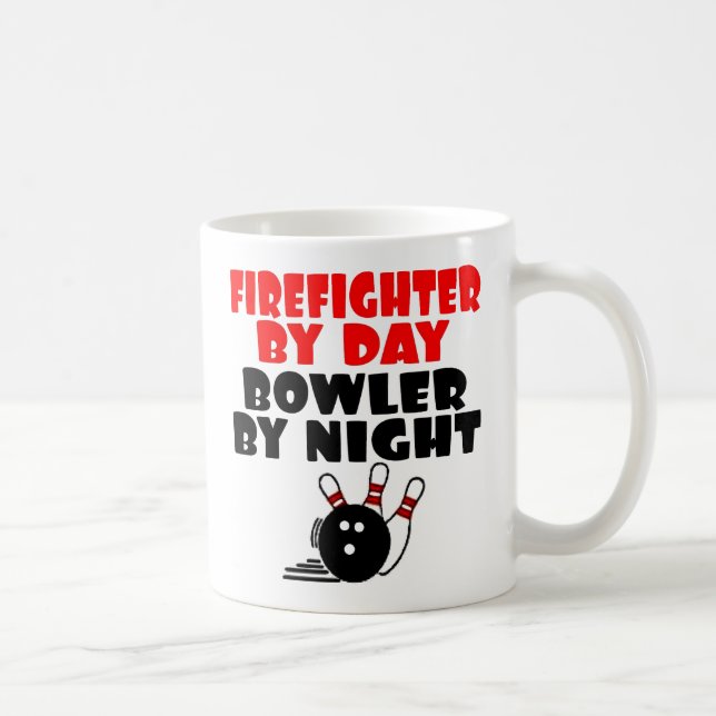 Firefighter Loves Bowling Coffee Mug (Right)
