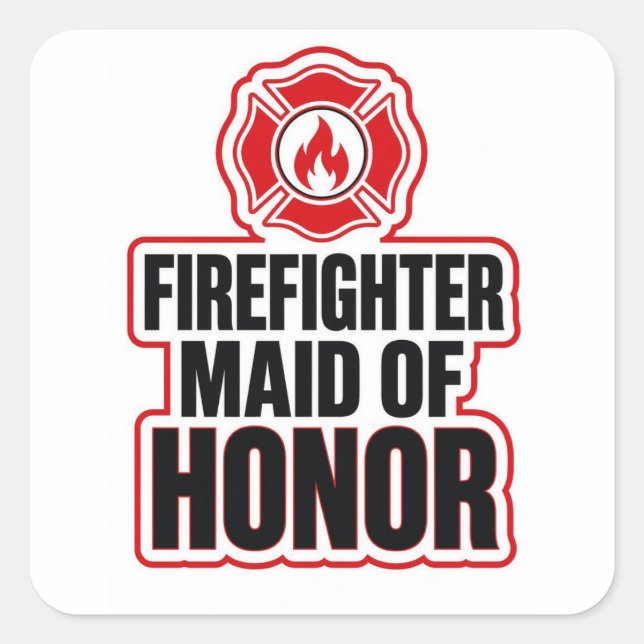 Firefighter maid of honor square sticker (Front)