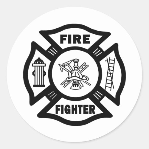 Firefighter Maltese    Classic Round Sticker