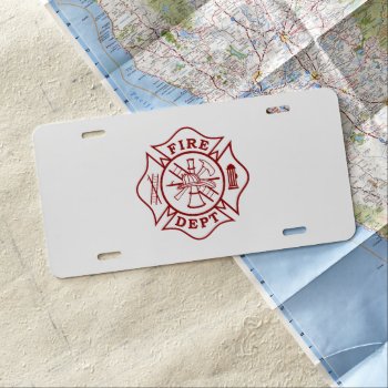 Firefighter Maltese Cross Aluminum License Plate by TheFireStation at Zazzle