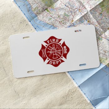 Firefighter Maltese Cross Aluminum License Plate by TheFireStation at Zazzle