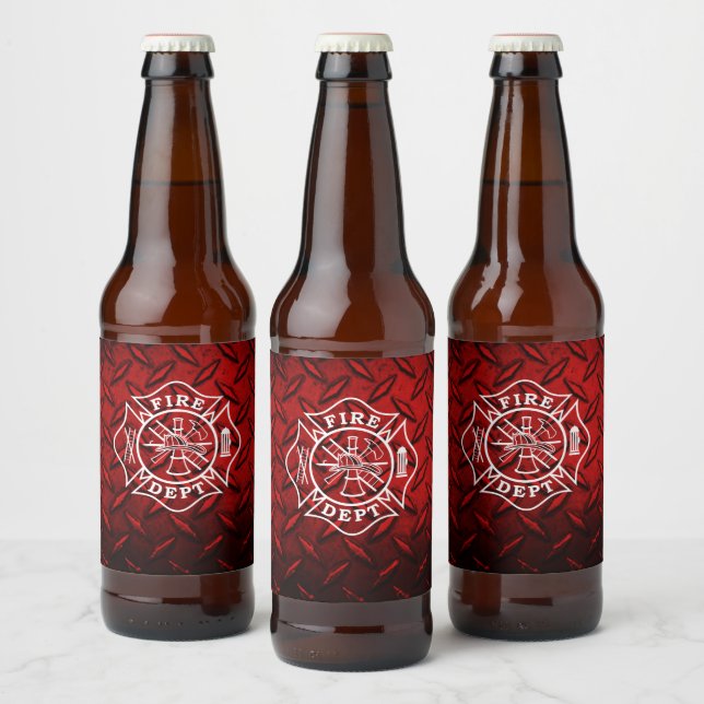 Firefighter Maltese Cross Beer Bottle Label (Bottles)