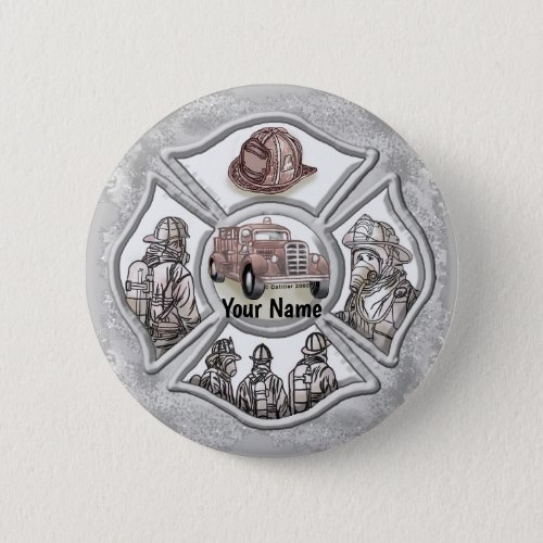 Firefighter Maltese Cross  Button