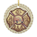 Firefighter Maltese Cross Ceramic Ornament