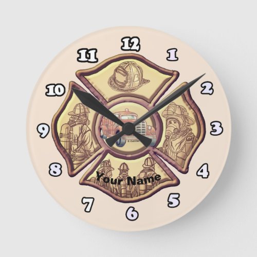 Firefighter Maltese Cross clock