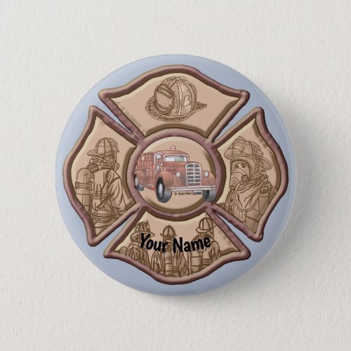 Firefighter Maltese Cross custom name pin