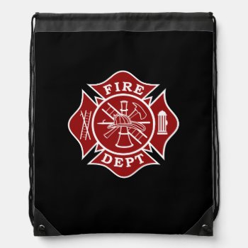Firefighter Maltese Cross Drawstring Backpack by TheFireStation at Zazzle