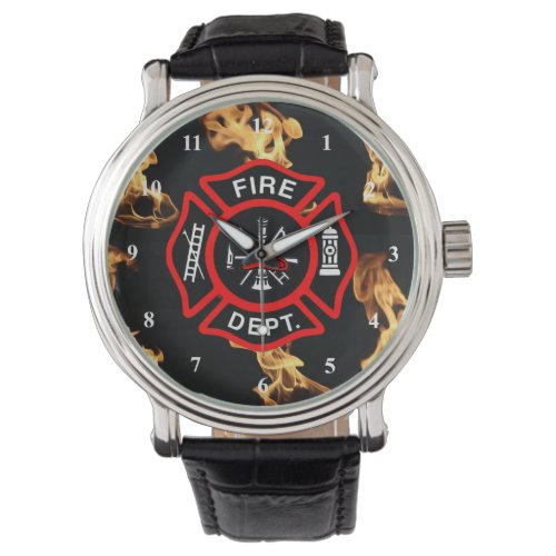 Firefighter Maltese Cross  Fire Dept Badge Watch