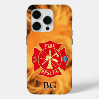 Firefighter Maltese Cross Fire Rescue Fire Flame iPhone 15 Pro Case