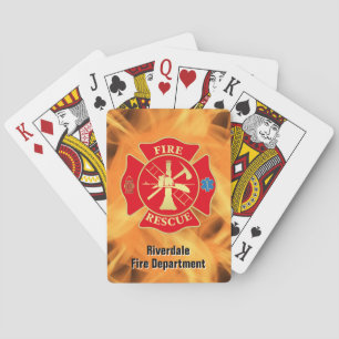 Firefighter Maltese Cross Fire Rescue Fire Flame Poker Cards