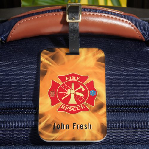 Firefighter Maltese Cross Fire Rescue Fire Luggage Tag