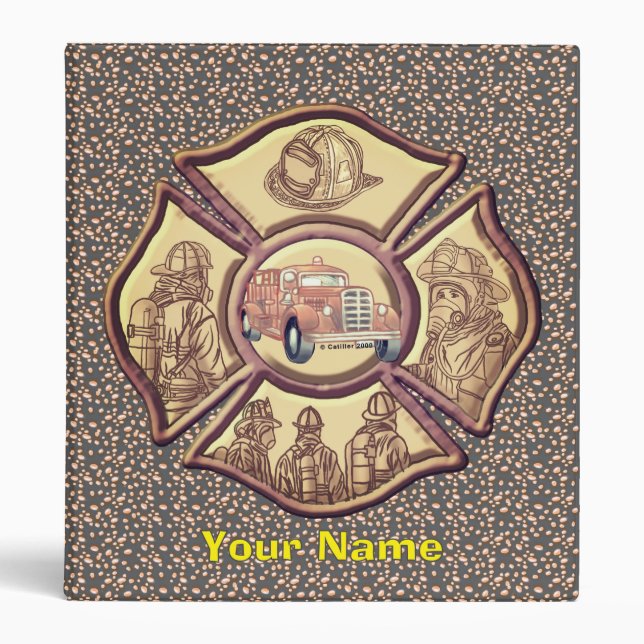 Firefighter Maltese Cross firefighter 3 Ring Binder (Front)