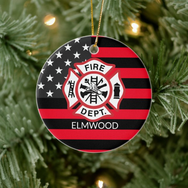 Firefighter Maltese Cross, Fireman Ceramic Ornament (Tree)