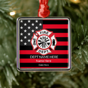 Firefighter Maltese Cross, Fireman Metal Ornament