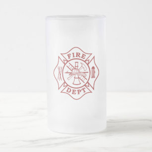 Firefighter Maltese Cross Frosted Glass Mug