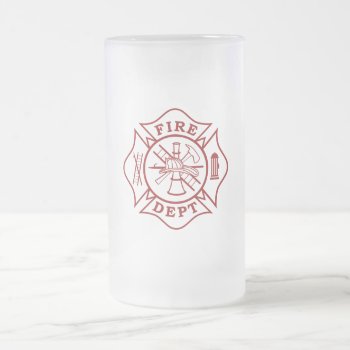 Firefighter Maltese Cross Frosted Glass Mug by TheFireStation at Zazzle