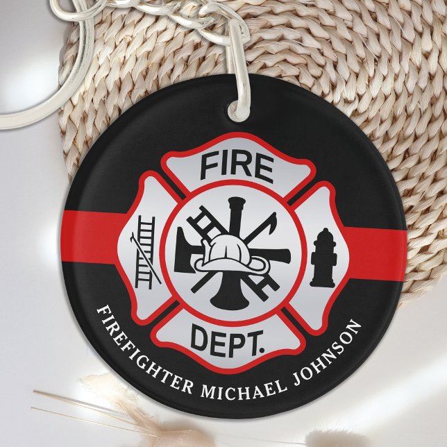 Firefighter Maltese Cross Personalized Fireman Acr Keychain (Creator Uploaded)