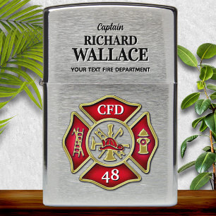 Firefighter Maltese Cross Personalized Zippo Lighter