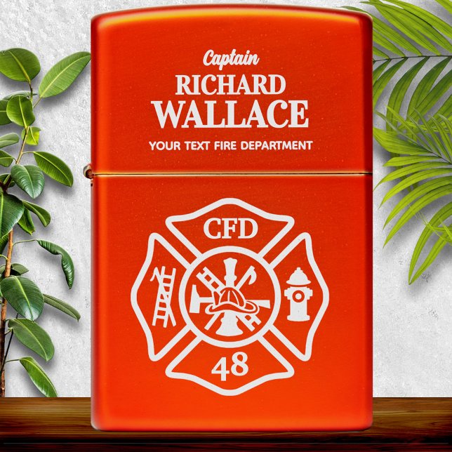 Firefighter Maltese Cross Personalized Zippo Lighter (Creator Uploaded)