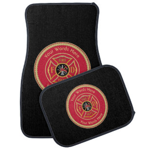 Firefighter Maltese Cross Rope Shield Universal Car Floor Mat