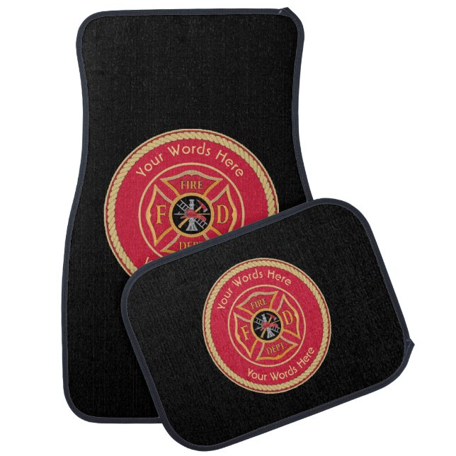 Firefighter Maltese Cross Rope Shield Universal Car Floor Mat (Set)