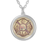Firefighter Maltese Cross Silver Plated Necklace