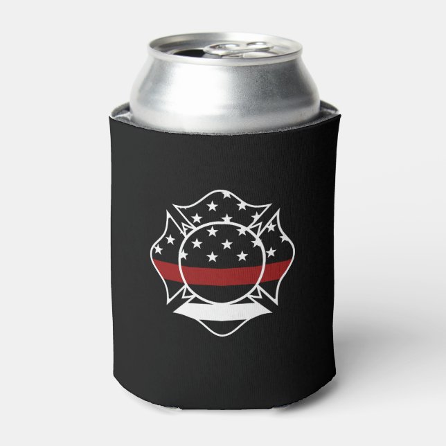 Firefighter Maltese Cross & Thin Red Line Can Cooler (Can Front)