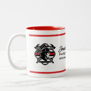 Firefighter Maltese Cross & Thin Red Line Flag Two-Tone Coffee Mug