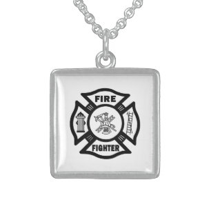 Firefighter  Maltese Sterling Silver Necklace