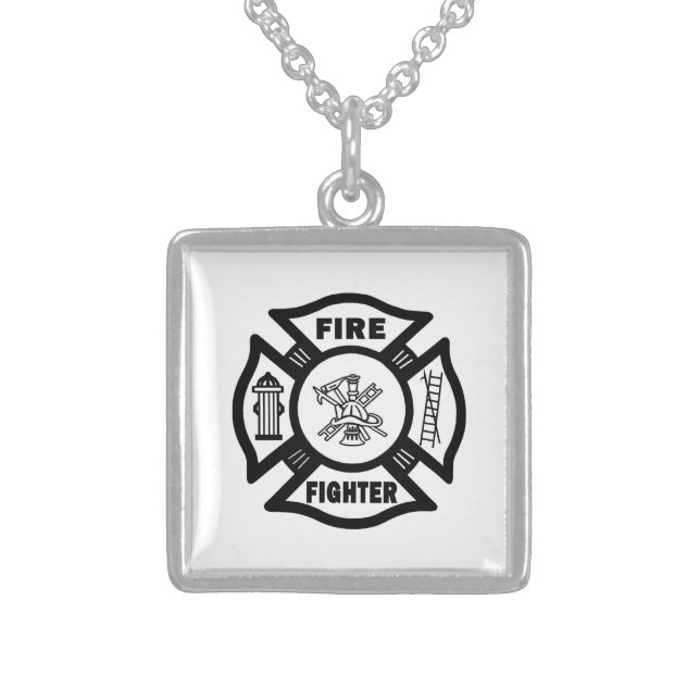 Firefighter  Maltese Sterling Silver Necklace (Front)