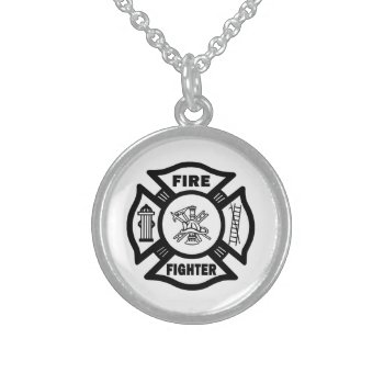 Firefighter Maltese    Sterling Silver Necklace by bonfirefirefighters at Zazzle