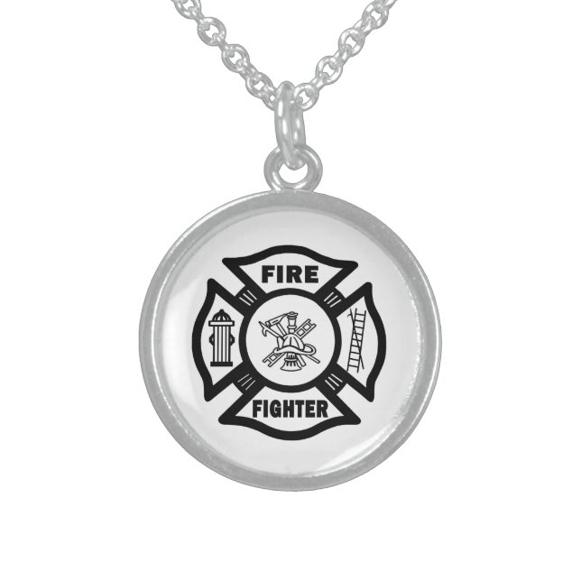 Firefighter Maltese    Sterling Silver Necklace (Front)
