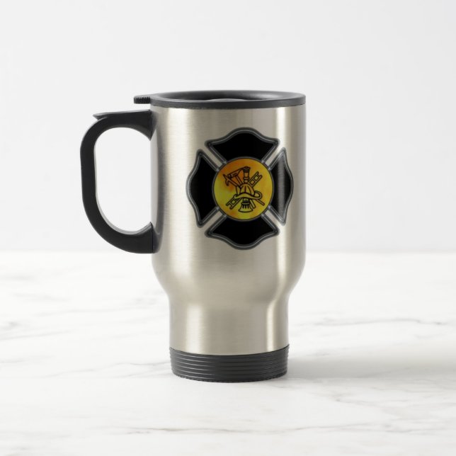 Firefighter Maltese Travel Mug (Left)
