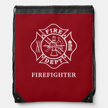 Firefighter Matlese Cross Drawstring Backpack by TheFireStation at Zazzle