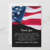 Firefighter Memorial American Flag Fireman Funeral Thank You Card 