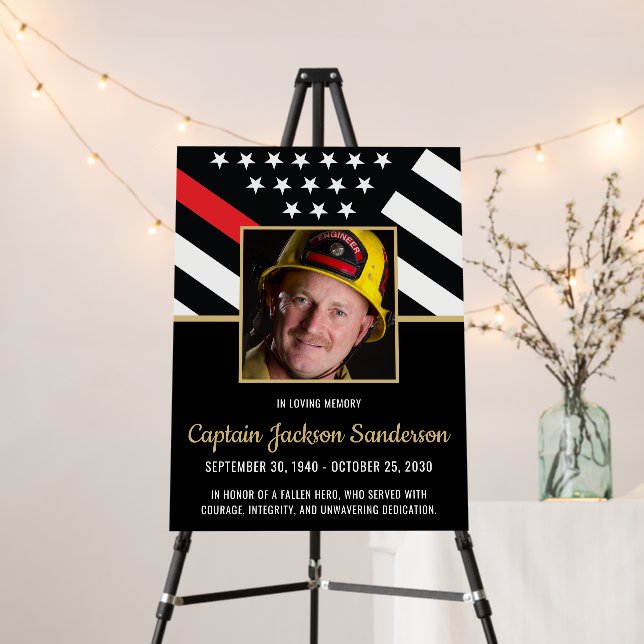 Firefighter Memorial Celebration of Life Photo Foam Board (In Situ (Stand))